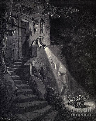 Wall Art - Drawing - Hop On My Thumb by Paul Gustave Dore w7 by Historic illustrations