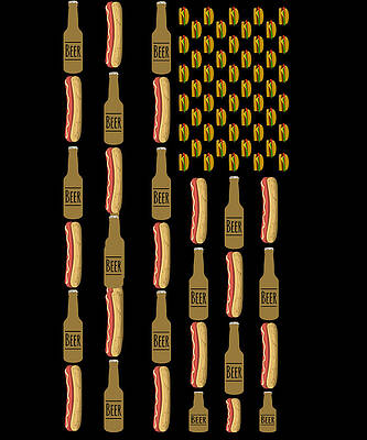 Wall Art - Digital Art - Hot Dogs Beer Flag 4th of July by Flippin Sweet Gear