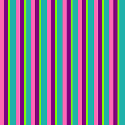 [ Thumbnail: Hot Pink, Purple, Green, and Light Sea Green Colored Stripes Pattern Wood Print ]