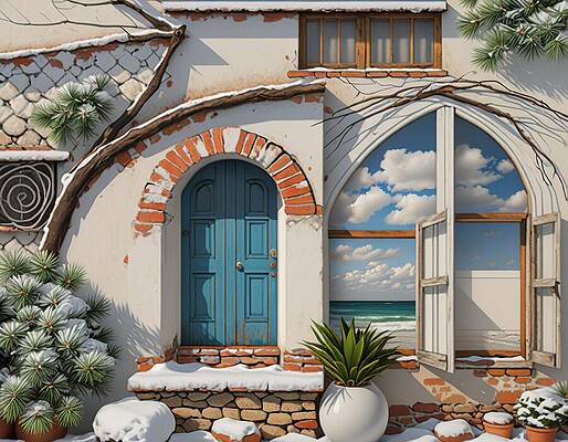 Wall Art - Digital Art - House Built With Sky by Eris And AI