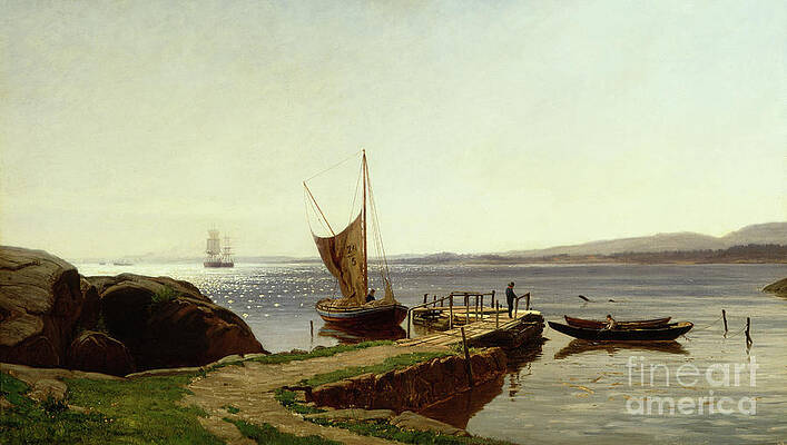 Hvaler quay, 1884 by O Vaering by Amaldus Nielsen Hvaler quay, 1884 by O Vaering by Amaldus Nielsen