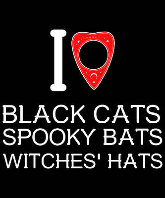Wall Art - Digital Art - I Love Black Cat Spooky Bats Witches Hats by Flippin Sweet Gear