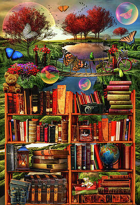 Wall Art - Digital Art - Imagination through Reading Books by Debra and Dave Vanderlaan