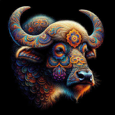 Wall Art - Digital Art - Bison of Boundless Beauty by Bill and Linda Tiepelman