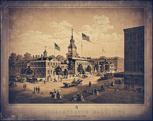 Wall Art - Photograph - Independence Hall Philadelphia Vintage Nostalgic View 1876 Sepia by Carol Japp
