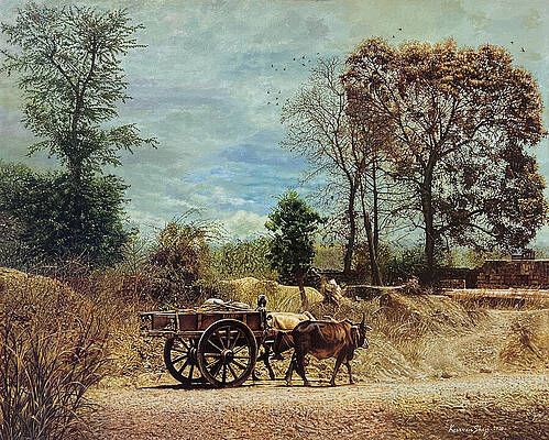 Bullock Cart Paintings for Sale (Page #2 of 2) - Fine Art America