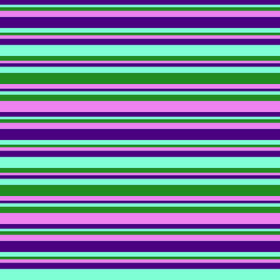 [ Thumbnail: Indigo, Aquamarine, Forest Green, and Violet Colored Lined/Striped Pattern Framed Print ]