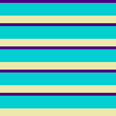 [ Thumbnail: Indigo, Dark Turquoise, and Pale Goldenrod Colored Lined/Striped Pattern Acrylic Print ]