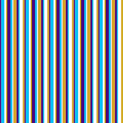 [ Thumbnail: Indigo, Deep Sky Blue, White, and Goldenrod Colored Stripes Pattern Acrylic Print ]