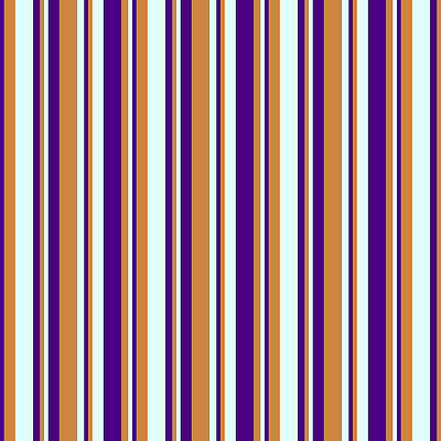 [ Thumbnail: Indigo, Light Brown, and Light Cyan Colored Pattern of Stripes Metal Print ]