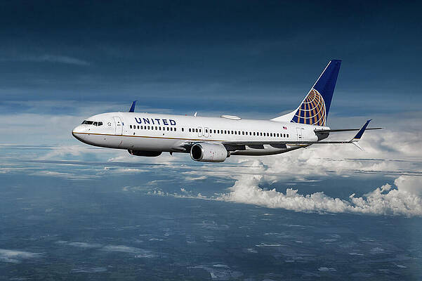 Wall Art - Mixed Media - Inflight View of a United Airlines Boeing 737-800 by Erik Simonsen