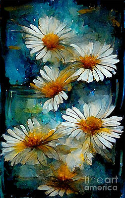 Wall Art - Digital Art - Inks daisies by Sabantha