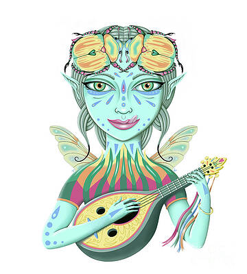 Wall Art - Digital Art - Insect Girl, Scarabella with Lute by Valerie White