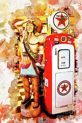 Wall Art - Mixed Media - Inside Hackberry General Store - Route 66 - watercolor by Tatiana Travelways