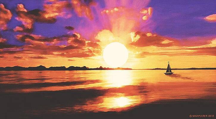 Wall Art - Painting - Into the Sunset by SophiaArt Gallery