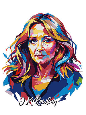 Wall Art - Digital Art - J. K. Rowling #1 in WPAP Pop Art by Vector Artnesia
