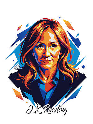 Wall Art - Digital Art - J. K. Rowling #2 in WPAP Pop Art by Vector Artnesia