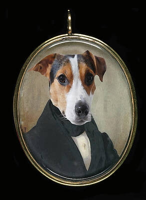 Wall Art - Mixed Media - Jack Russell Esquire Miniature Pet Portrait in a Pendant Frame-Chimera   by Shelli Fitzpatrick
