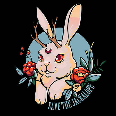 Jackrabbit Desert Cactus Mountain vintage save the Jackalope by Tony Rubino Jackrabbit Desert Cactus Mountain vintage save the Jackalope by Tony Rubino