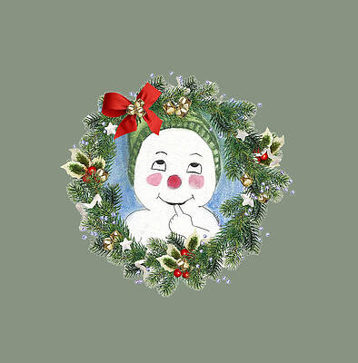 Wall Art - Mixed Media - Jacques Frost Snowman Wreath Holiday Design by Ali Baucom