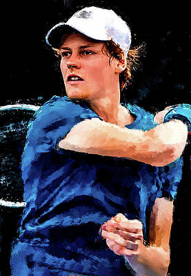 Wall Art - Digital Art - Jannik Sinner in Australian Open title against Alexander Zverev by Gradify Creations