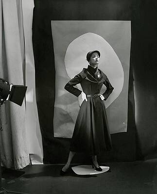 Wall Art - Photograph - Jean Patchett in Front of Geometric Paper Backdrop by Cecil Beaton