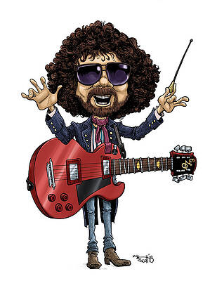 Wall Art - Drawing - Jeff Lynne in color by Mike Scott