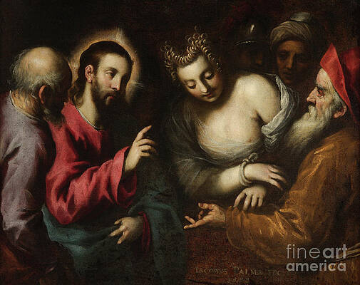 Jesus and the woman taken in adultery by Palma Il Giovane Jacopo Negretti Jesus and the woman taken in adultery by Palma Il Giovane Jacopo Negretti