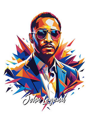 Wall Art - Digital Art - John Legend #3 in WPAP Pop Art by Vector Artnesia