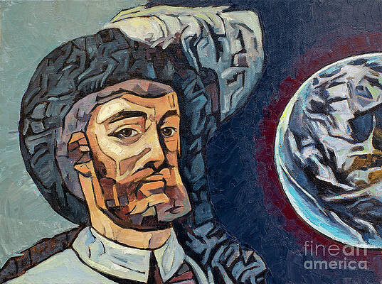 Wall Art - Painting - Juan Sebastian Elcano Portrait Oil on Canvas V Centenary by Sapiens Verbum
