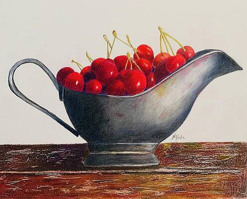 Wall Art - Drawing - Just Picked Cherries by Nancy Rabe