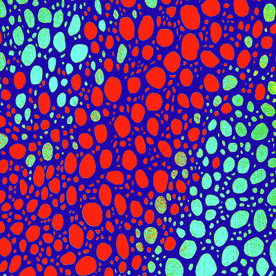 Wall Art - Digital Art - KALEIDOSCOPE Abstract in Red and Aqua  by Lynnie Lang
