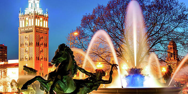 Wall Art - Photograph - Kansas City Mill Creek Park Fountain Waters - Panorama by Gregory Ballos