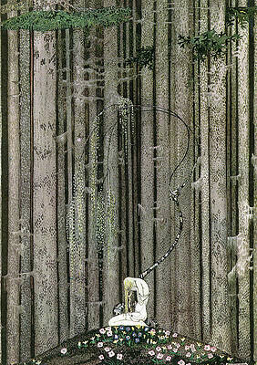 Wall Art - Drawing - Kay Nielsen illustrations - East of the Sun and West of the Moon, resting in the woods by Kay Nielsen