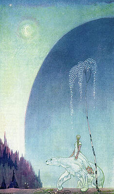 Wall Art - Drawing - Kay Nielsen illustrations - East of the Sun and West of the Moon - The girl and the bear by Kay Nielsen