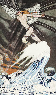 Wall Art - Drawing - Kay Nielsen illustrations - East of the Sun and West of the Moon - The North Wind over the sea by Kay Nielsen