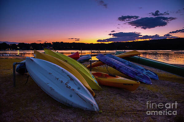 Wall Art - Photograph - Kayaks at Scudder Beach by Vera Chwostyk