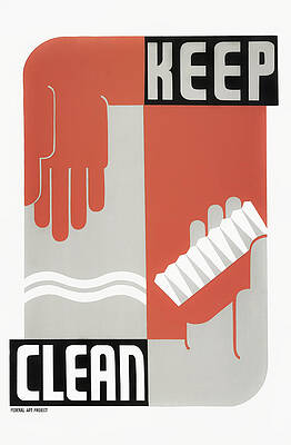 Wall Art - Painting - Keep Clean - Healthcare WPA Print - Circa 1937 by War Is Hell Store