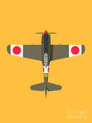 Wall Art - Digital Art - Ki-84 Hayate WWII Aircraft - Olive by Organic Synthesis