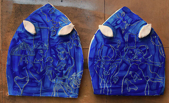 Kintu and Nambi Shields Slabs by Gloria Ssali Kintu and Nambi Shields Slabs by Gloria Ssali