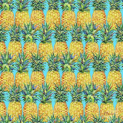 Wall Art - Painting - Kona Pineapple Repeat III - Azul by Paul Brent