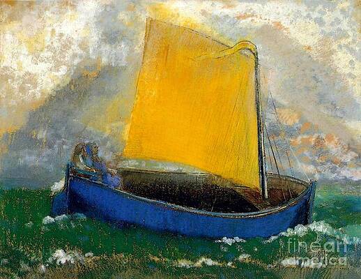 Wall Art - Painting - La Barque Mystique by Odilon Redon