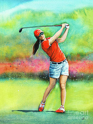 Wall Art - Painting - Lady Golfer by Zaira Dzhaubaeva