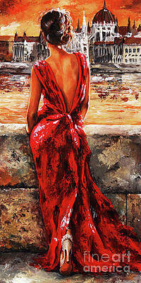 Wall Art - Painting - Lady in Red #34 - I Love Budapest by Emerico Imre Toth