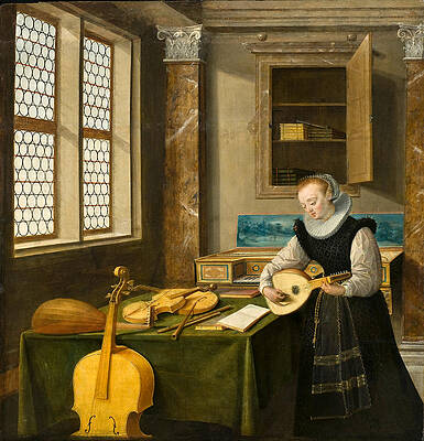 Lady Playing the Lute Print by Hendrick van Steenwijck the Younger
