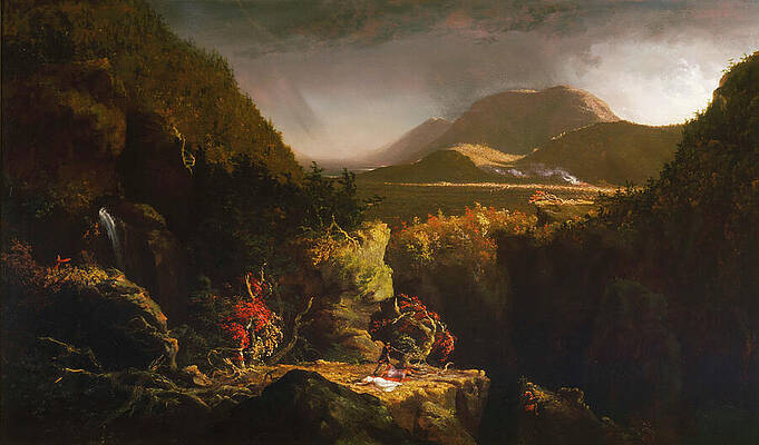 Wall Art - Painting - Landscape with Figures. A Scene from The Last of the Mohicans 1826 by Thomas Cole