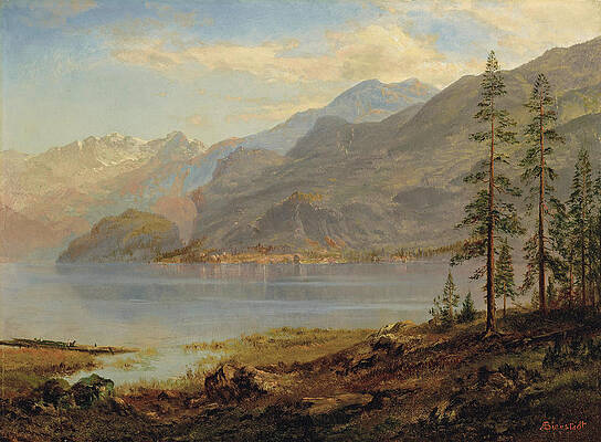 Landscape with Lake Print by Albert Bierstadt