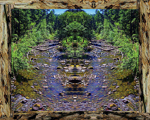 Laughing Waters of the Umpqua Forest in a Redwood Bark Frame by Ben Upham III Laughing Waters of the Umpqua Forest in a Redwood Bark Frame by Ben Upham III