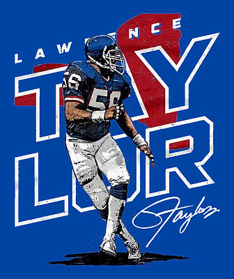 Lawrence Taylor New York Giants Pixel Art 4 T-Shirt by Joe Hamilton - Pixels