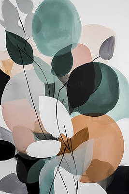  Painting - Leafs and Shapes in minimalist Boho style by Dave Bakker